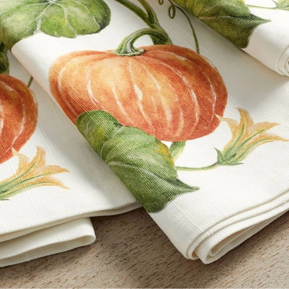Pottery Barn Rustic Pumpkin Napkins- Set Of 4 - Picture 3 of 10